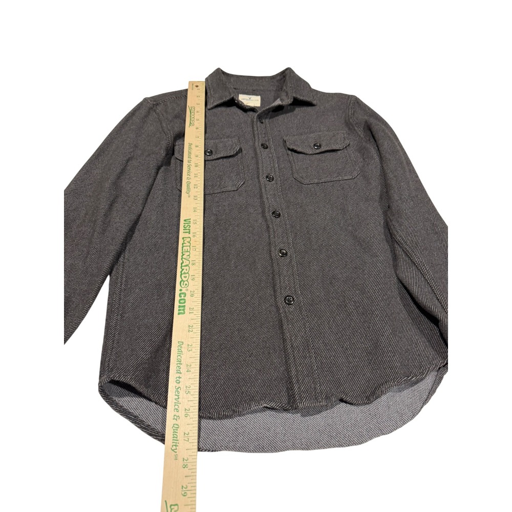 American Eagle Outfitters Mens Small Gray White Striped Button Down Shirt Cotton - Picture 3 of 7